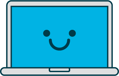 Image of a Laptop with a smile on the screen