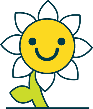 Image of a flower with a smiling face in the middle